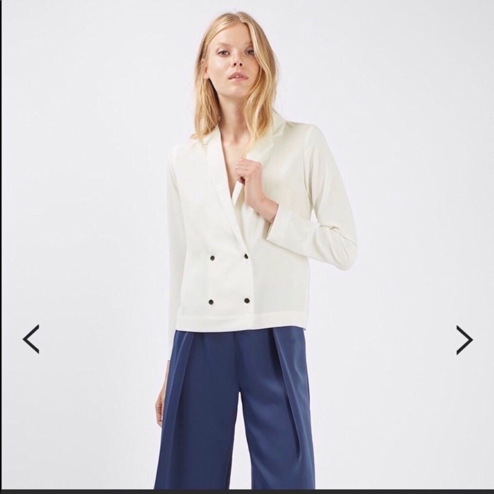 Topshop Satin Double Breasted Ivory Top NWT